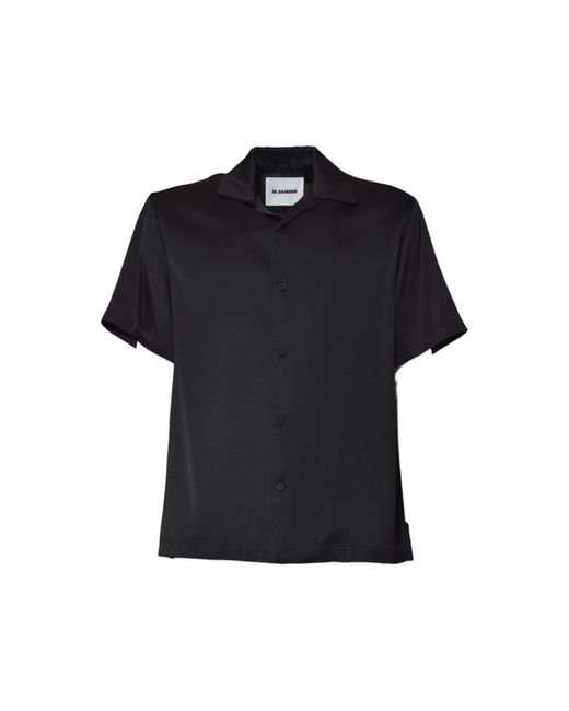 Jil Sander Black Silk Short-Sleeve Shirt for men