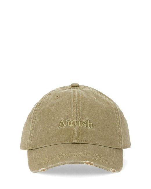 AMISH Green Distressed Baseball Cap for men