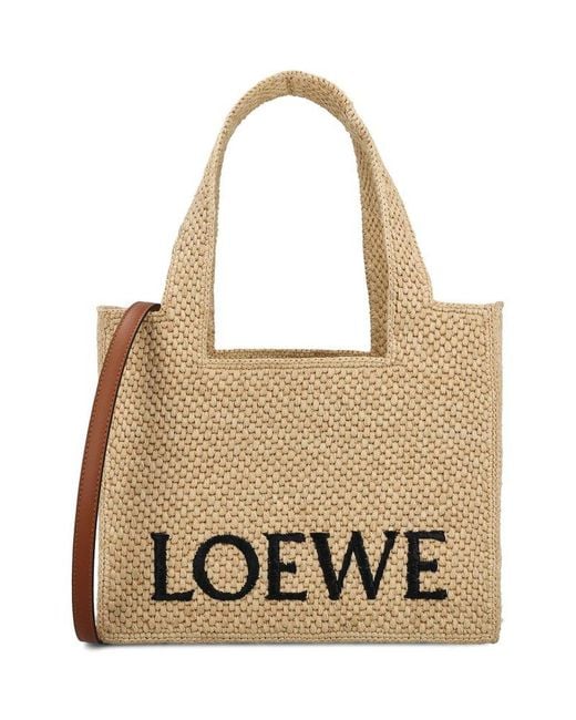 Loewe White Logo Embroidered Medium Tote Bag