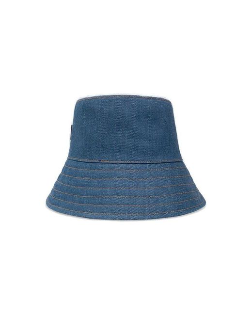 Ferragamo Blue Denim Bucket Hat With Logo,