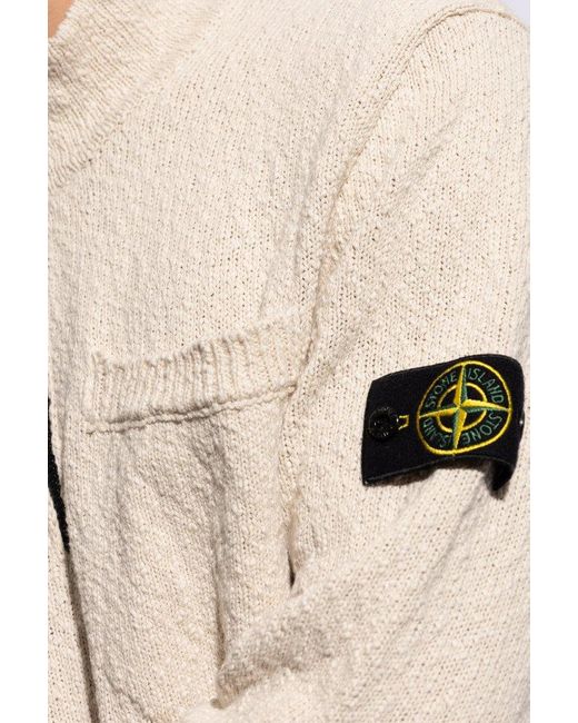 Stone Island Natural Sweater With Standing Collar, for men