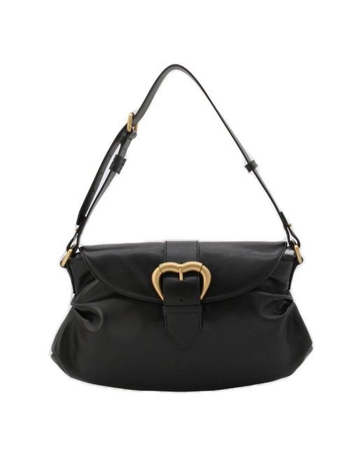 Pinko Black Classic Jolene Leather Shoulder Bag