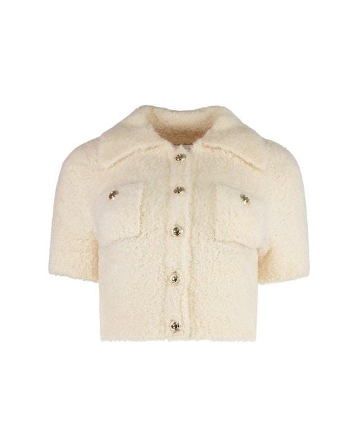 Self-Portrait Natural Knitted Cropped Top