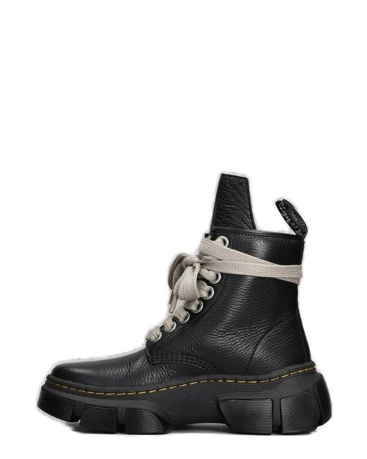Rick Owens Black Round Toe Lace-up Boots for men
