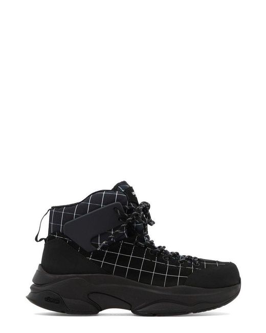 Undercover Black Checked Lace-up Ankle Boots for men