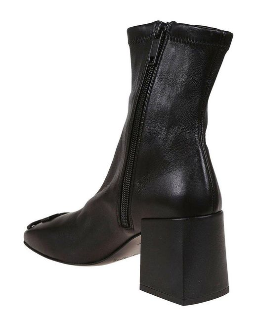 Courreges Heritage Square Toe Ankle Boots in Black | Lyst