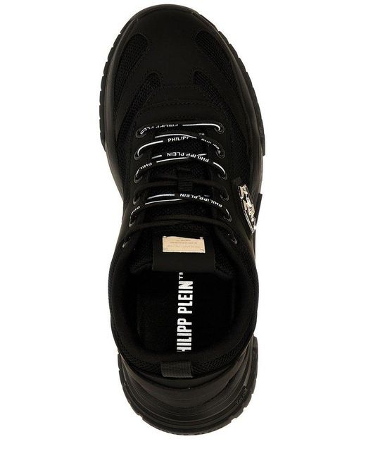 Philipp Plein Black Predator Panelled Low-top Sneakers for men