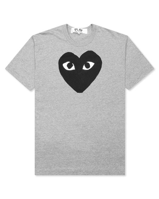COMME DES GARÇONS PLAY Gray Heart Printed Crewneck T-Shirt for men