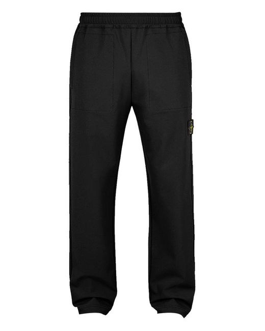 Stone Island Black Compass Patch Track Trousers for men