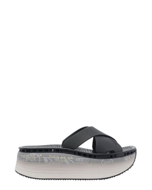 Premiata Black Moura Slip-On Platform Sandals