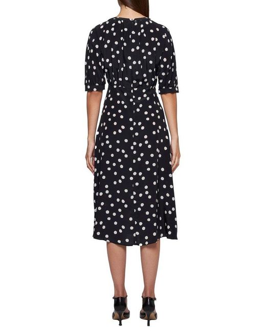 Max Mara Black Demetra Polka Dot Printed Dress