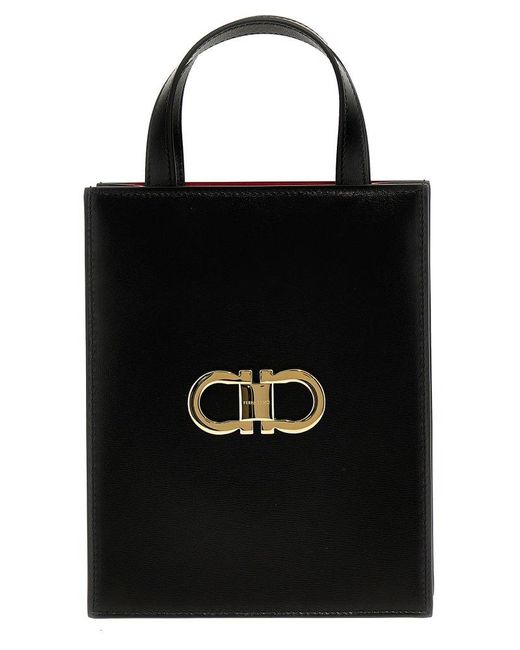 Ferragamo Mini Tote Bag in Black | Lyst