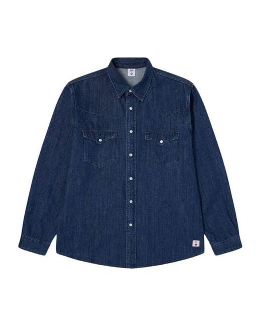 Edwin Blue Western Button-Down Shirt for men