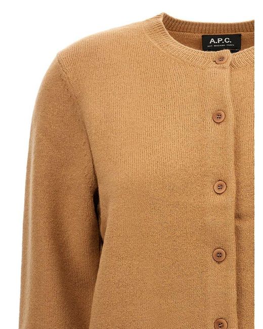 A.P.C. Brown Mila Button-Up Knitted Cardigan