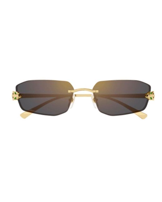 Cartier Brown Geometric Frame Sunglasses