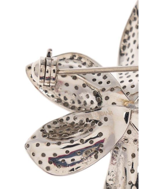 Dolce & Gabbana White Crystal-Embellished Brooch for men