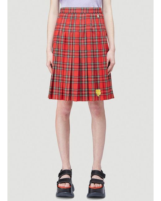 Marc Jacobs Red Heaven By Pleated Tartan Skirt