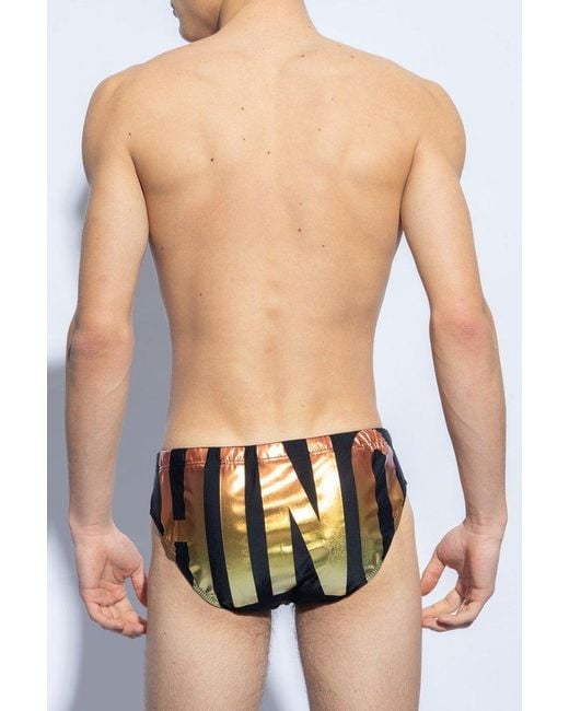 Moschino Blue Logo Printed Swimming Briefs for men