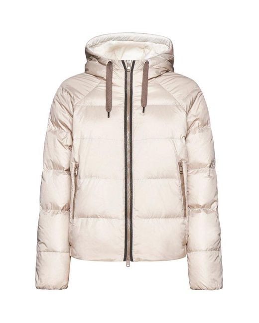Brunello Cucinelli Natural Hooded Quilted Nylon Down Jacket