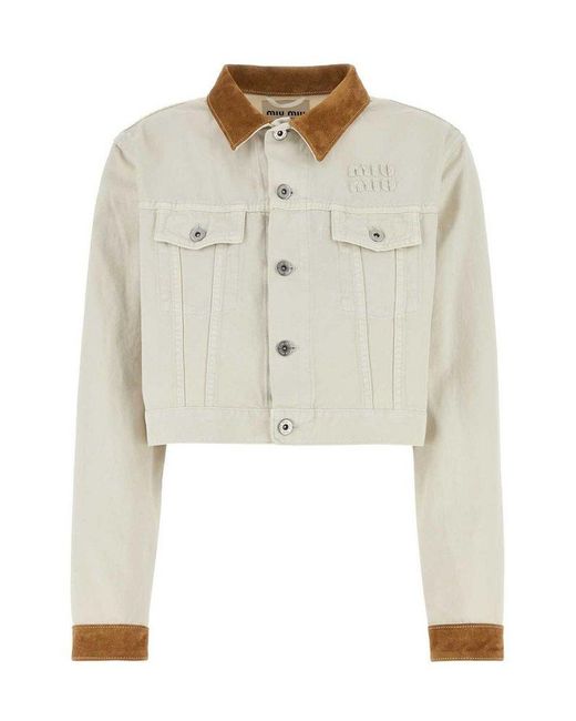 Miu Miu White Cropped Denim Jacket