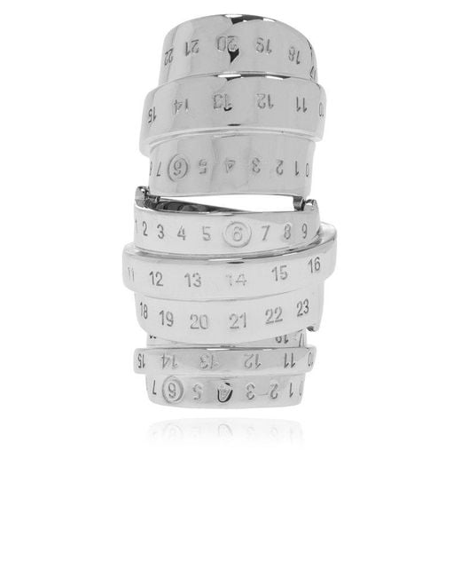 MM6 by Maison Martin Margiela Black Signautre Numbers Polished Finish Ring
