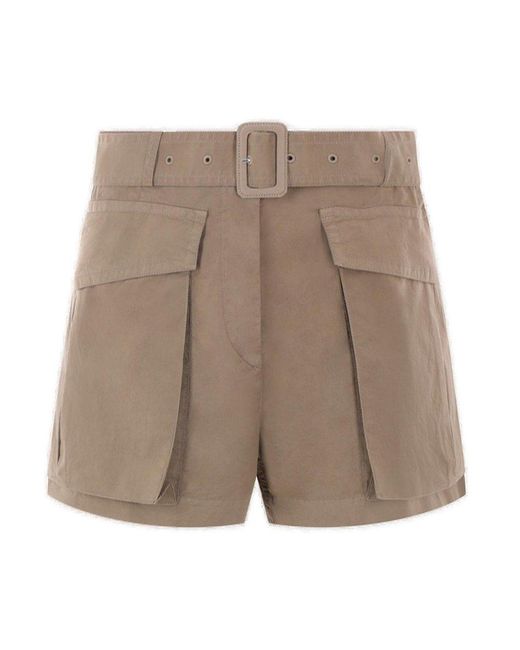 Dries Van Noten Gray Belted High Waist Shorts