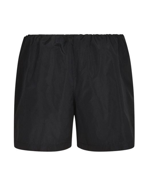 Miu Miu Black Logo-Patch Wide-Leg Bermuda Shorts