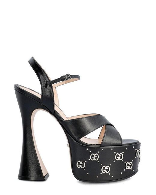 Gucci GG Stud Detailed Open Toe Platform Sandals in Black | Lyst Canada