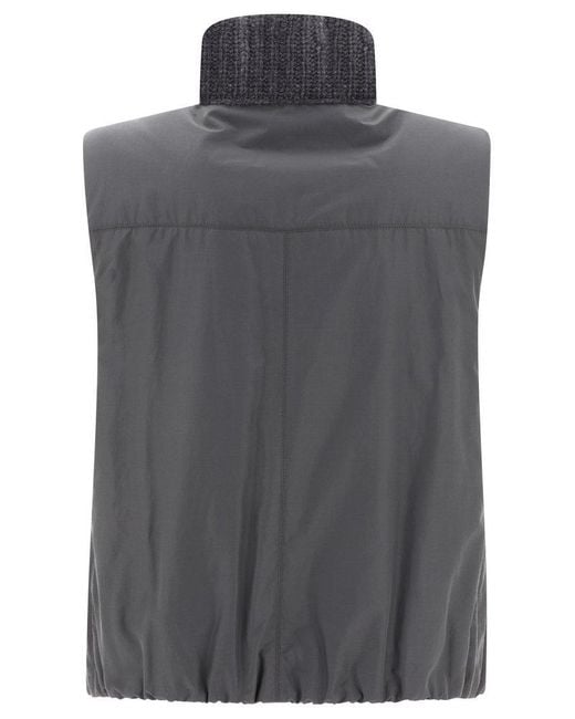 Brunello Cucinelli Black Reversible Cashmere Knit Vest With Monili
