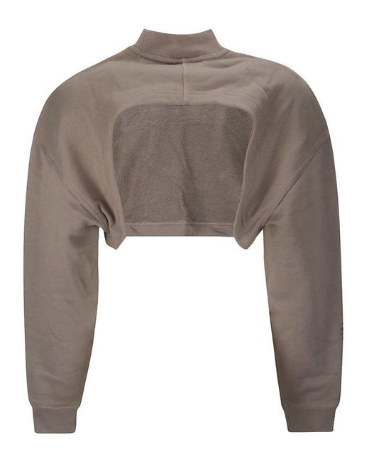 Adidas By Stella McCartney Brown Truecasuals Cut Out Detailed Cropped Sweatshirt