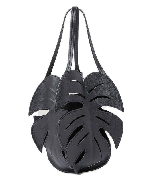 Staud Black Palm Leaf Cut-out Detailed Bucket Bag