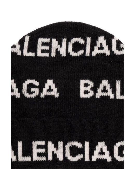 Balenciaga Black Beanie With Logo,
