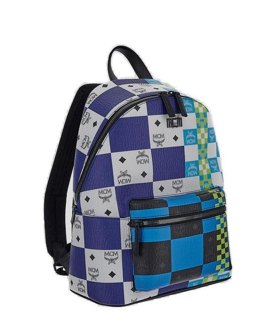 MCM Blue 'stark Medium' Backpack
