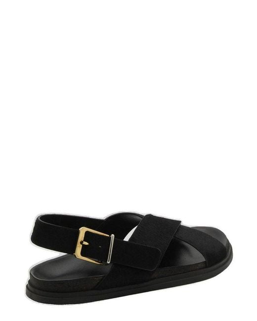 The Row Black Crossover Strapped Sandals