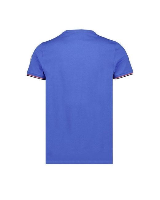 Moncler Blue Striped Trim Crewneck T-shirt for men