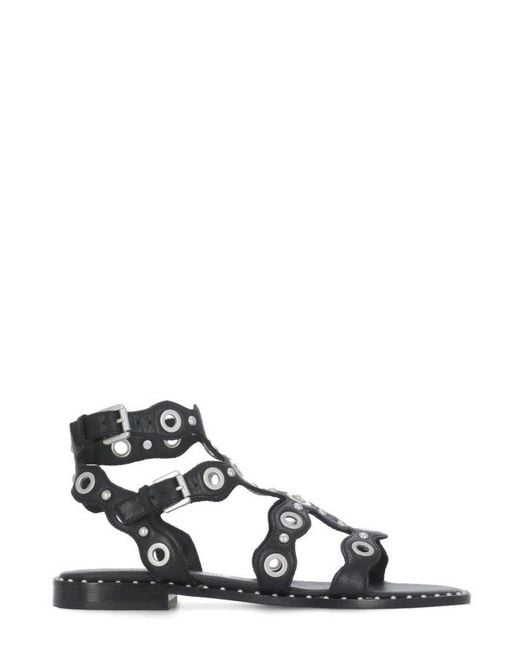 Ash White Stud Detailed Ankle Strap Sandals