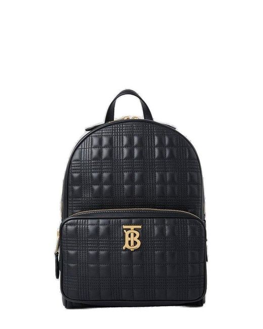 Burberry Black Quilted Tartan Motif Backpack