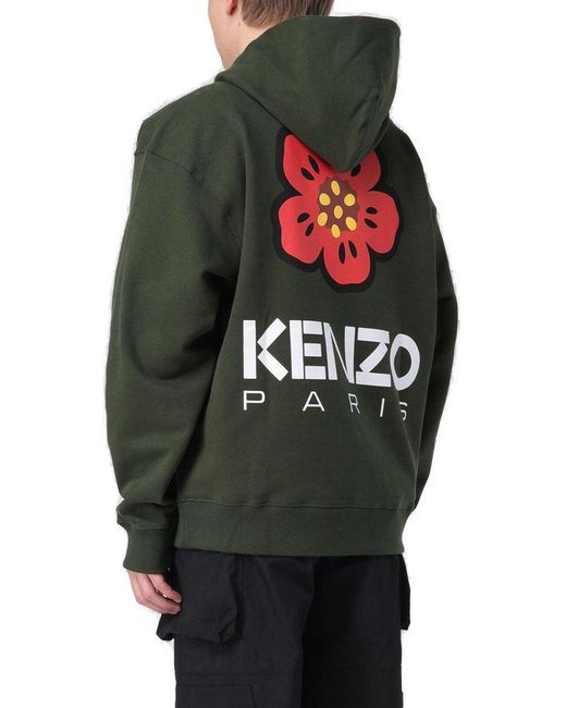KENZO Green Boke Flower Drop Shoulder Oversize Hoodie for men