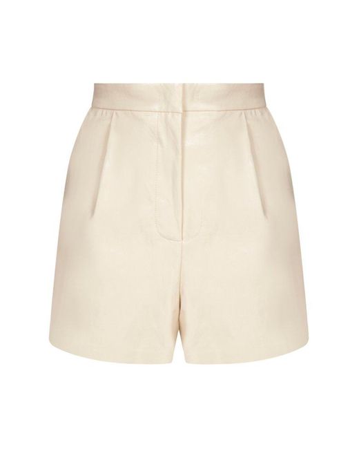 Pinko White High-waist Pleat-detailed Shorts