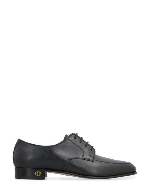 Gucci Black Leather Lace-up Shoes for men