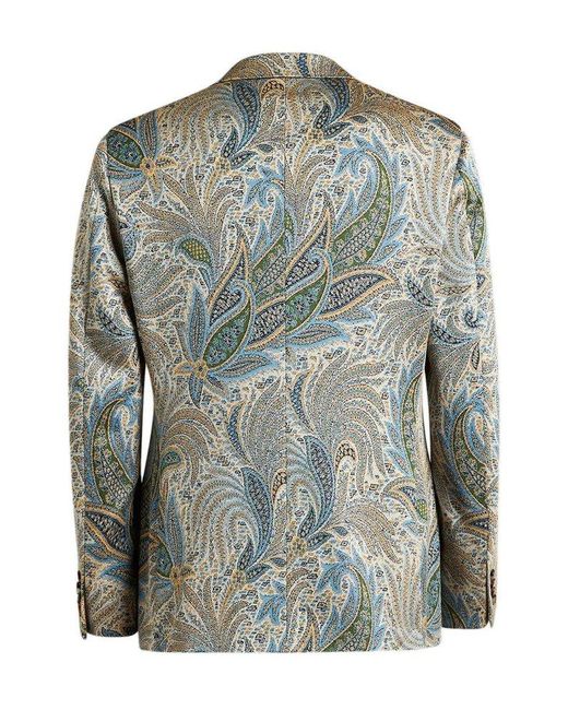 Etro Multicolor Paisley Printed Single-Breasted Blazer for men