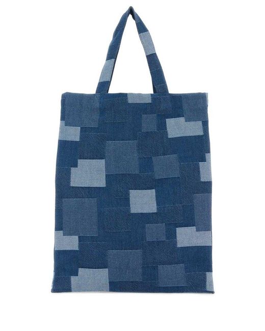 A.P.C. Blue Multicolor Denim Mini Lou Shopping Bag