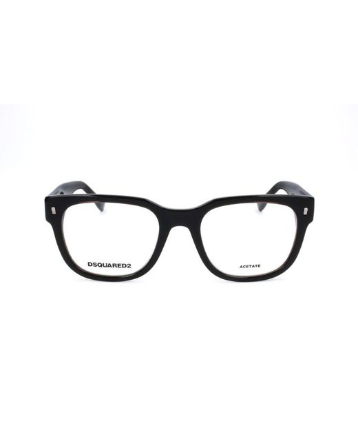 DSquared² Black Square Frame Glasses for men