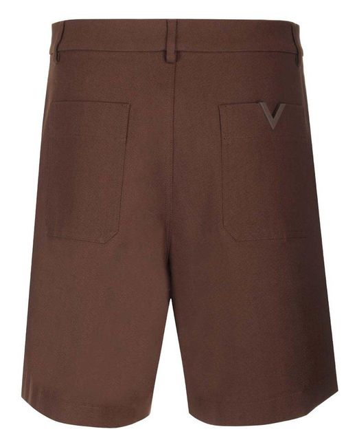 Valentino Brown Vlogo Plaque Bermuda Shorts for men