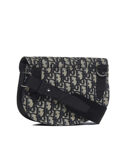 Dior Dior Oblique Jacquard Saddle Pouch Bag in Black for Men