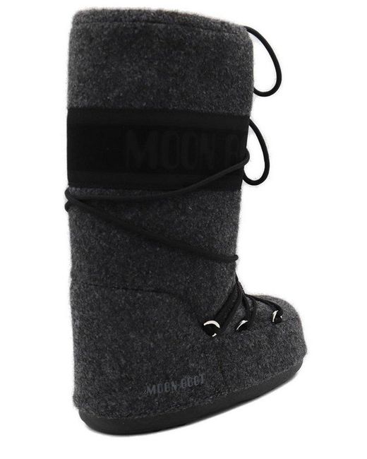 Moon Boot Black Icon Logo Printed Boots