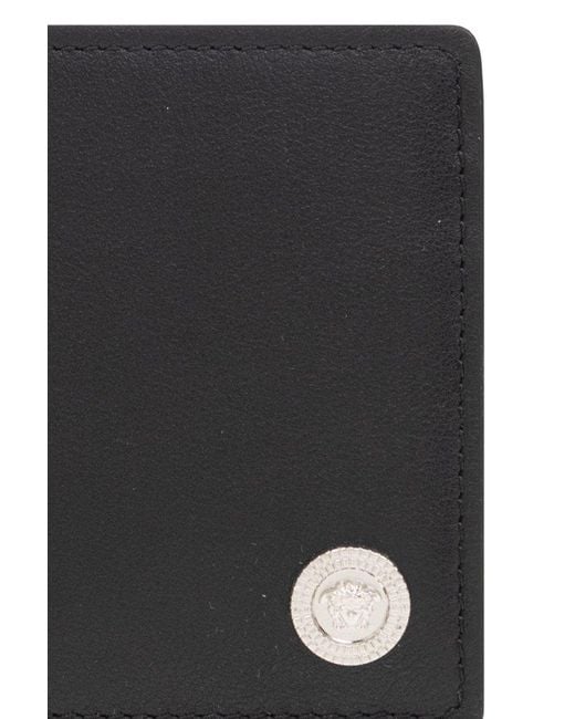 Versace Black Bifold Wallet With Logo for men