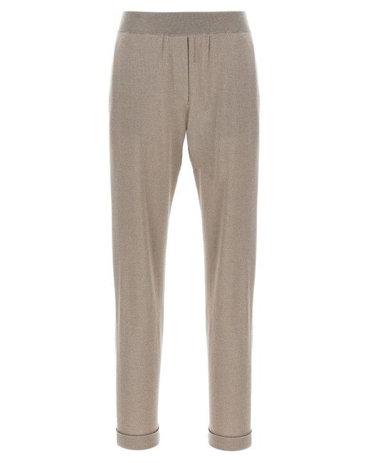 Brunello Cucinelli Gray Turn-Up Hem Straight Leg Trousers
