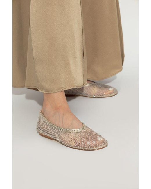 Forte Forte Metallic Mesh Embellished Flat Shoes