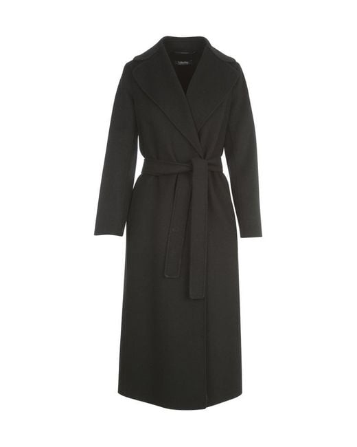 Max Mara Poldo Belted Coat in Black | Lyst